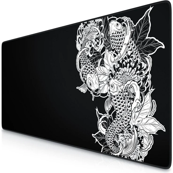 Titanwolf XXL Gaming Mauspad Speed, 900 x 400 x 3 mm, rutschfest, abwaschbar, Koi Tattoo 3, hohe Präzision und Geschwindigkeit