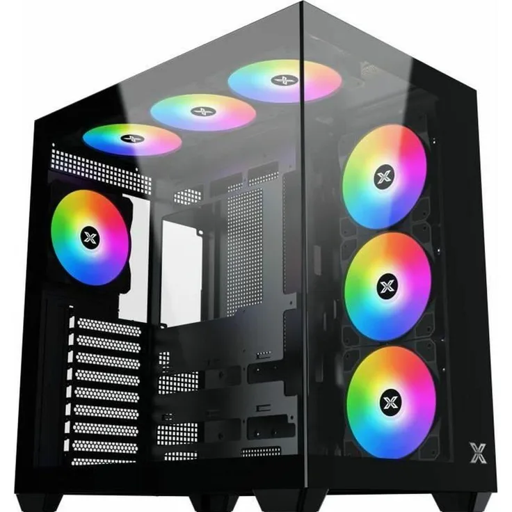 Xigmatek Aqua V Air RGB, ATX Semi-Tower Gehäuse mit gehärtetem Glas und ARGB-Beleuchtung, Schwarz