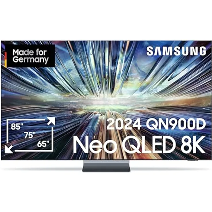 Samsung QLED 8K QN900D Fernseher 85 Zoll, Samsung TV mit Neo Quantum HDR 8K+, Neural Quantum 8K AI Gen3 Prozessor, 8K AI Upscaling, Smart TV, GQ85QN900DTXZG, Deutsches Modell [2024]