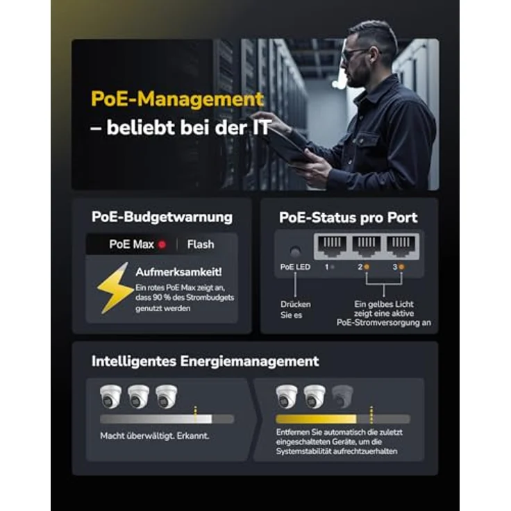 Cudy GS1026PS2, 24 Gigabit Ethernet Unmanaged PoE+ Switch mit 300W, 24 PoE+ Ports, 2 Gigabit SFP und 2 Uplink-Ports, VLAN-Modus, 19-Zoll-Rackmontage, 802.3af/at – Bild 5