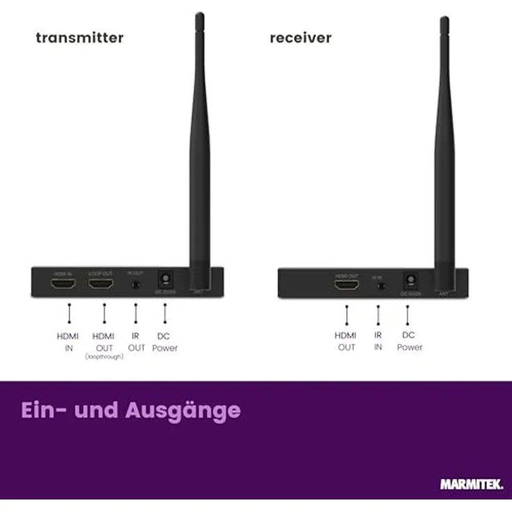 Marmitek TV Anywhere Wireless HD 2, Drahtlose HDMI Verlängerung 1080p mit bis zu 100 m Reichweite und Loop-Through-Funktion – Bild 5