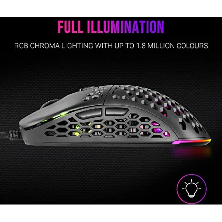 MARSGAMING Mars Gaming MM55 Schwarz, RGB Chroma Gaming Maus, Ultraleichtgewicht 55g, 12800 DPI, HUANO Mechanische Switches – Bild 3