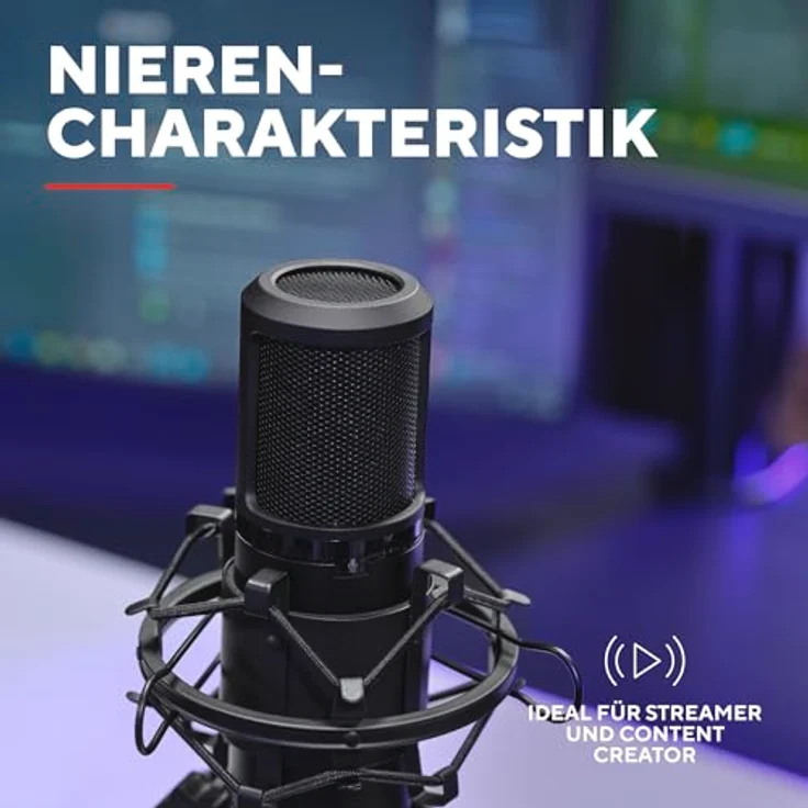 Trust Gaming GXTrust 269 Emita II Mikrofon mit verstellbarem Standfuß, Windfilter und Popfilter, USB Mikrofon mit Nierencharakteristik, 192 kHz für PC, PS4, PS5, Schwarz – Bild 3