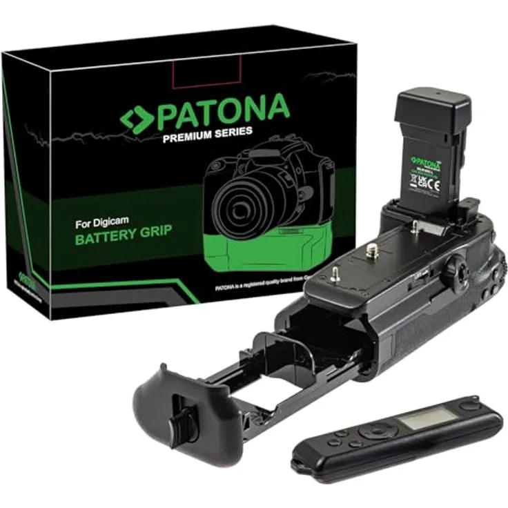 Patona Premium Batteriegriff BG-R10, Hochformatgriff für Canon EOS R5/R6/R5 C/R6 Mark II, schwarz mit 2.4G Fernbedienung