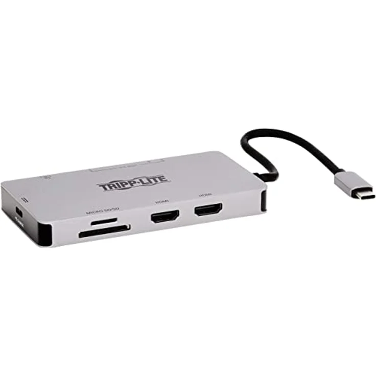 Tripp Lite USB-C Zwei-Monitor-HDMI-Laptop-/Telefon-Dockingstation, 4K @ 60Hz (4:4), USB-A Hub, Gigabit-Netzwerk-Port, SD & MicroSD-Speicherkarte, 100W USB-C Ladung, 3 Jahre Garantie (U442-DOCK) 8G-GG – Bild 1