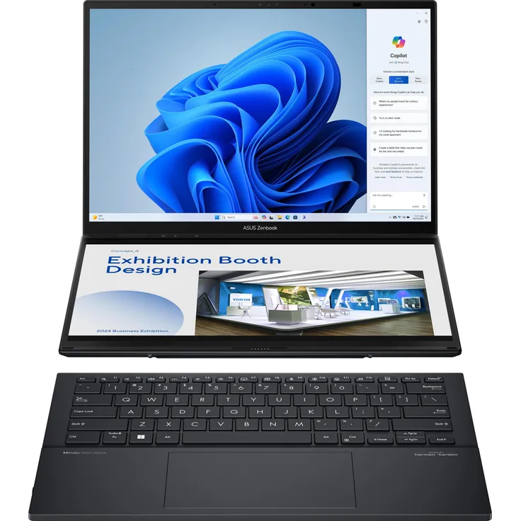 ASUS Zenbook Duo 14", Intel Core Ultra 5 125H, 16 GB RAM, 512 GB SSD, Dual-Touch OLED Display, Grau