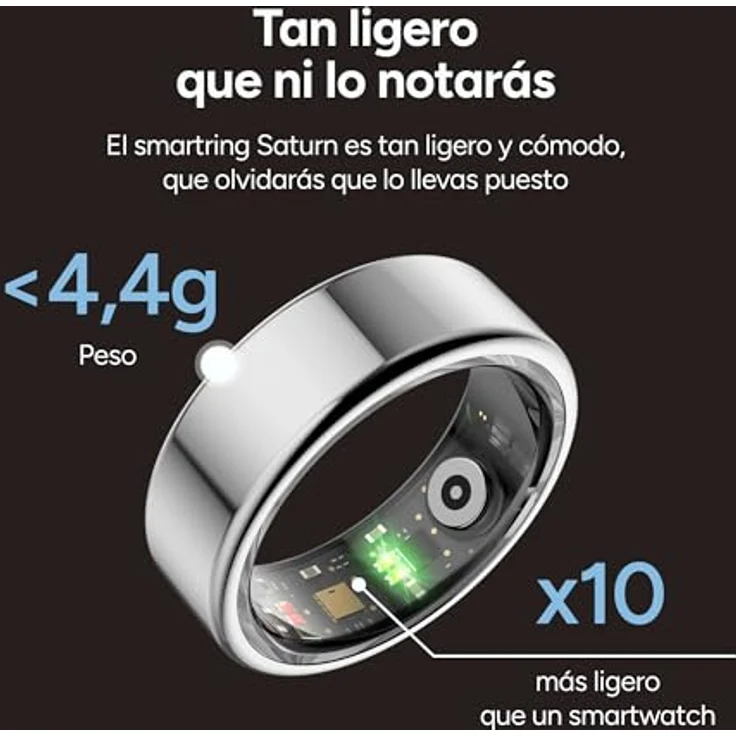KSIX Saturn Smartring, Smart Ring in Schwarz, Größe 10, wasserdicht und mit Schlafmonitoring – Bild 3