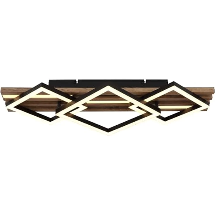 GLOBO Deckenleuchte Holzlampe LED, smarte Deckenbeleuchtung mit 3 Stufen, schwarz matt, L 61 cm, inkl. 3300 Lumen und Memoryfunktion – Bild 2