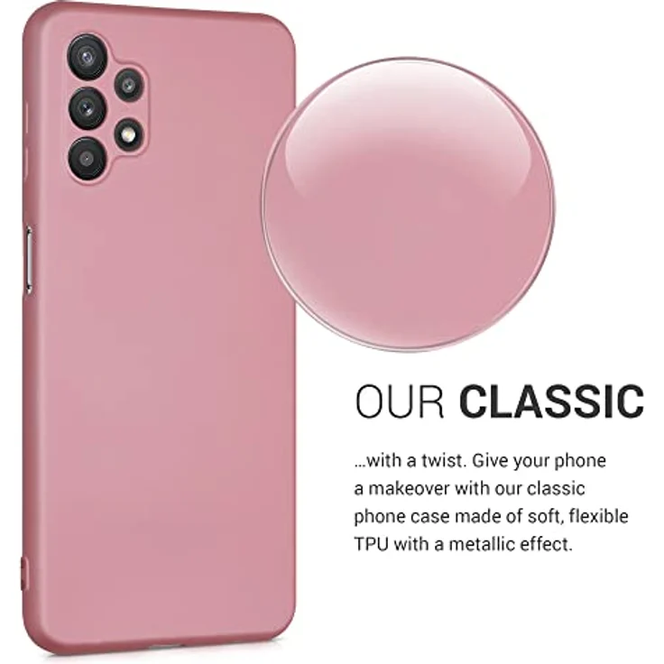kwmobile Handyhülle für Samsung Galaxy A32 5G, Silikon Case mit metallischem Schimmer in Metallic Rosegold, flexibles und rutschfestes Schutzcover – Bild 3