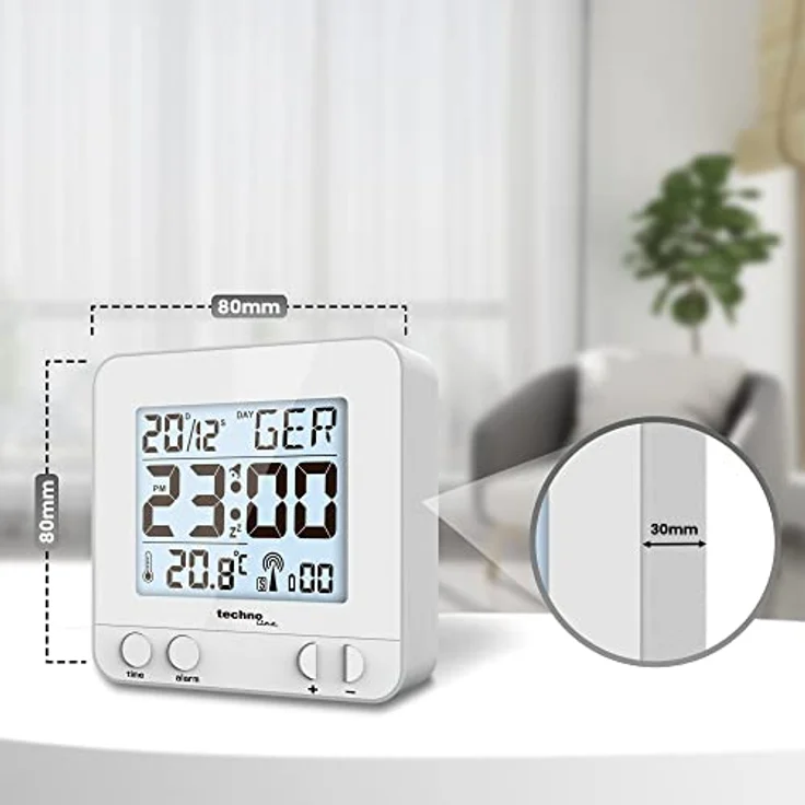 Technoline WT 235-Funkwecker Silber Funkwecker mit Touchsensor, Plastik, 8 x 2.5 x 8 cm – Bild 3