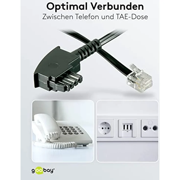 TAE Anschluss-Kabel (TAE-F Stecker auf Westernstecker), Schwarz, 3m – Bild 6