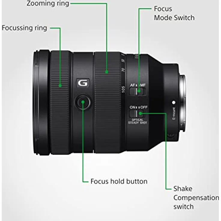 Sony SEL-24105G G Standard Zoom-Objektiv (24-105 mm, F4, OSS, Vollformat, geeignet für A7, A6000, A5100, A5000 und Nex Serien, E-Mount) schwarz – Bild 6