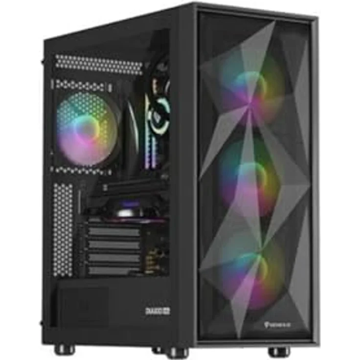 Natec ATX NPC-2172 Halb-Tower-Gehäuse, Schwarz, ATX Semitower Gehäuse, Maße: 21,7 x 46,6 x 42 cm – Bild 1