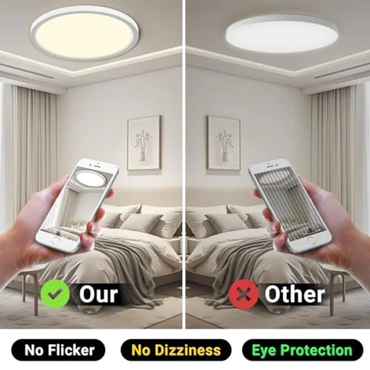 LQWELL® Deckenleuchte LED Deckenlampe, IP44 Wasserfest Badlampe Rund Flach 18W 4000K 1600LM Modern Schlicht Lampe Dünn für Wohnzimmer Badezimmer Schlafzimmer Küche Balkon Keller Büro in Weiß - Preisvergleich – Bild 5