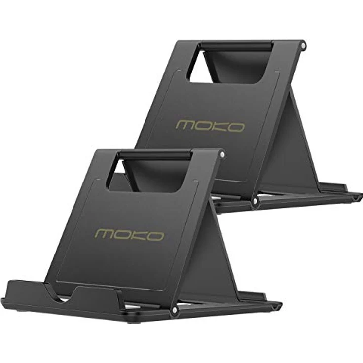 MoKo Mini Portable Handy / Tablet Ständer(2 Pack)- Faltbar Desktop Halterung für 6-8'' Tablet, E-Reader, Handy, iPhone 7 / 7 Plus/ 8/ X, iPad, Galaxy Tab, S7/ S7 Edge, Galaxy Note 8, Schwarz?2 – Bild 2