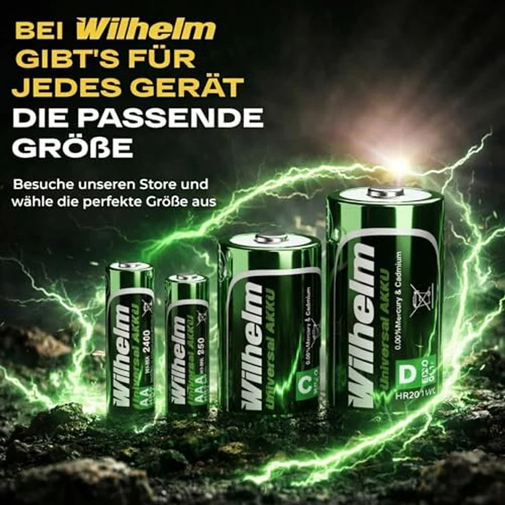 Wilhelm 10x Akku Mono D Universal 9000 mAh NiMH - Wiederaufladbar, Vorgeladen, für Geräte mit hohem Verbrauch – Bild 5