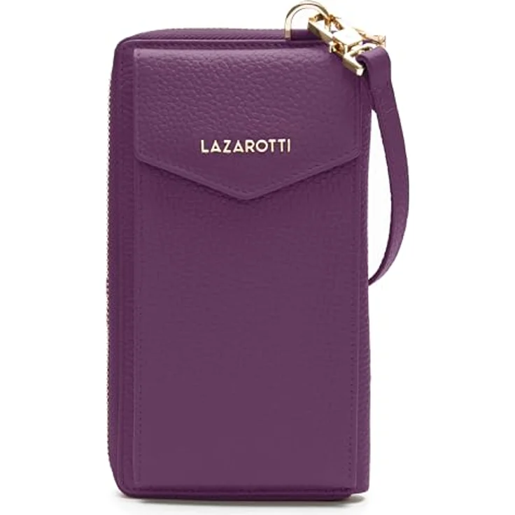 Lazarotti Bologna Leather Handytasche, 100% Leder, 11 cm x 3.5 cm x 19 cm, lila – Bild 1