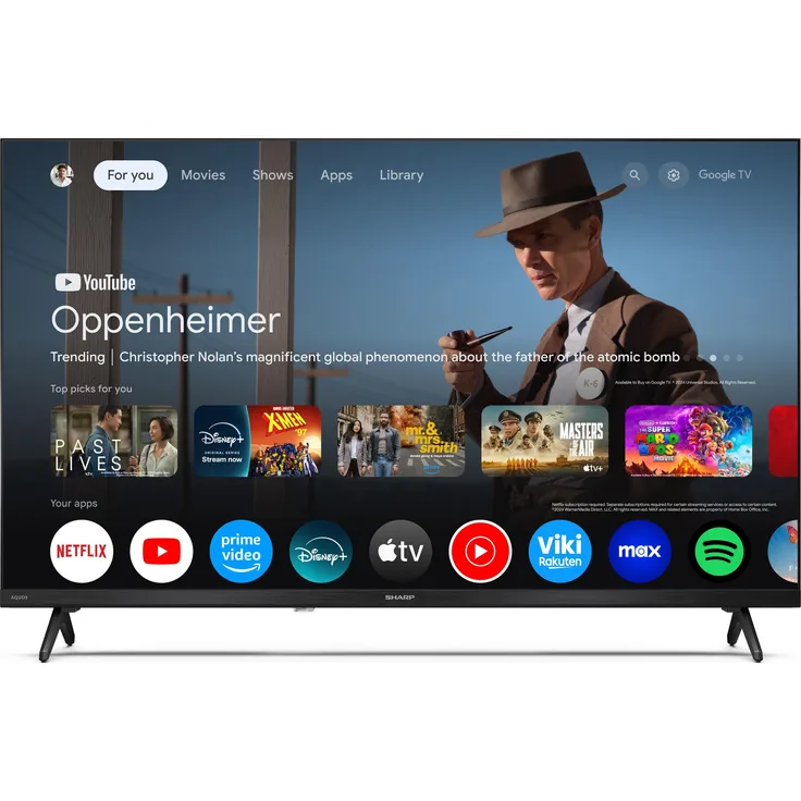 Sharp 32HF3265E, 32 Zoll QLED Fernseher mit Google TV, Smart TV, HD Ready, HDR10, Triple Tuner, Bluetooth, WLAN