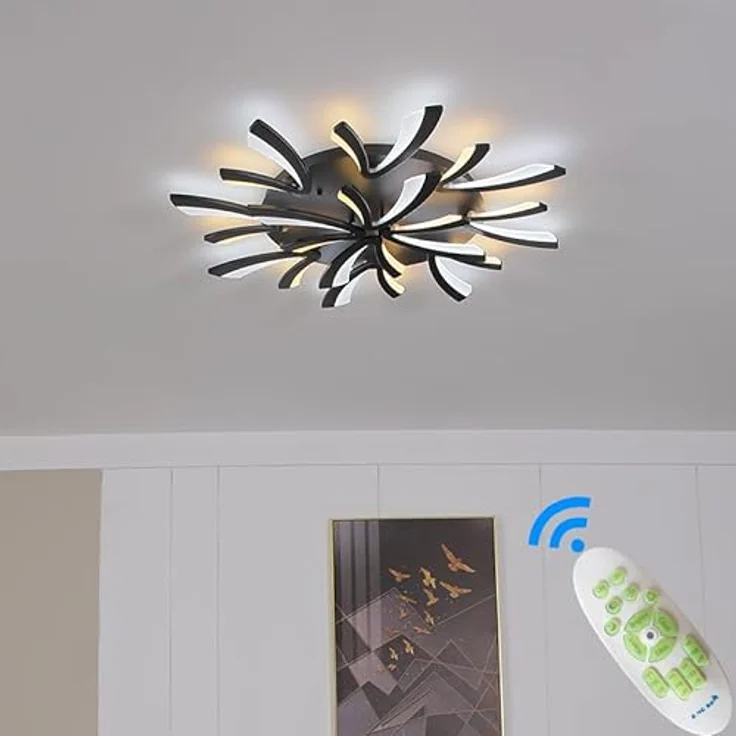 Eurotondisplay LED Deckenleuchte XW062B-12 100cm mit Fernbedienung, dimmbar, Schwarz – Bild 2
