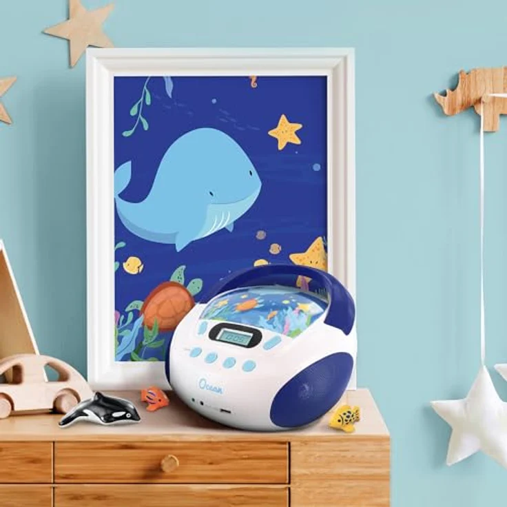 Metronic Radio-CD-Player für Kinder, Ozean, mit USB--SD--AUX-IN-Port blau-weiß – Bild 6