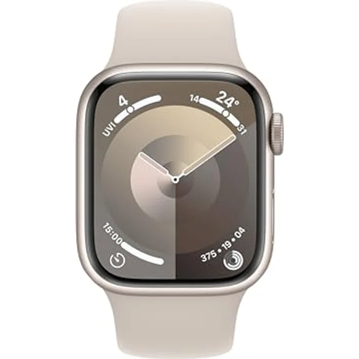 Apple Watch Series 9 GPS, 41 mm Aluminiumgehäuse Polarstern, Sportarmband Polarstern – S/M – Bild 2