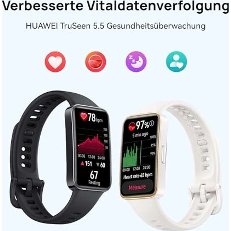 Huawei Band 9 Fitnessuhr (3,74 cm/1,47 Zoll), iOS & Android, AMOLED Display, Herzfrequenz- & Schlaftracking, Bluetooth 5.0, 5 ATM Wasserbeständigkeit – Bild 5