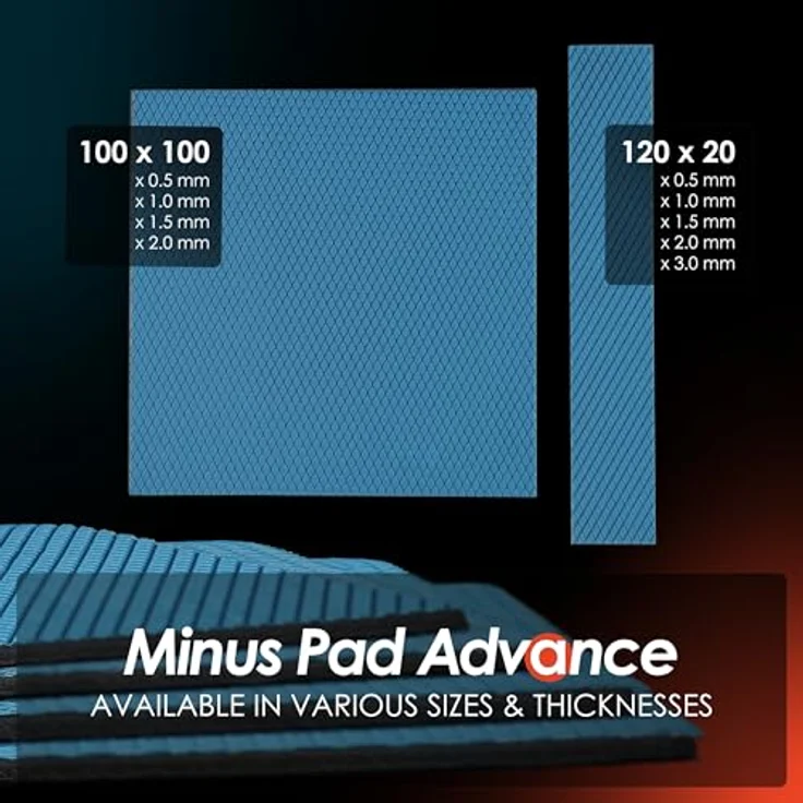 Thermal Grizzly Minus Pad Advance, Wärmeleitpad 100 x 100 x 2 mm, 2 Stück, schwarz – Bild 4