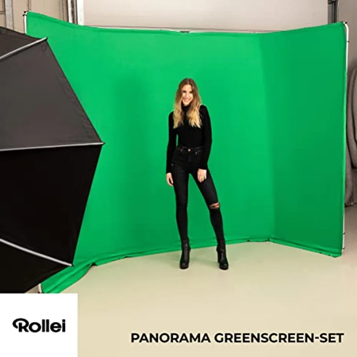 Rollei Panorama Greenscreen-Set, Chroma Keying Background, 4m Breite, 2,4m Höhe, Aluminiumgestell, reflexionsfrei – Bild 2