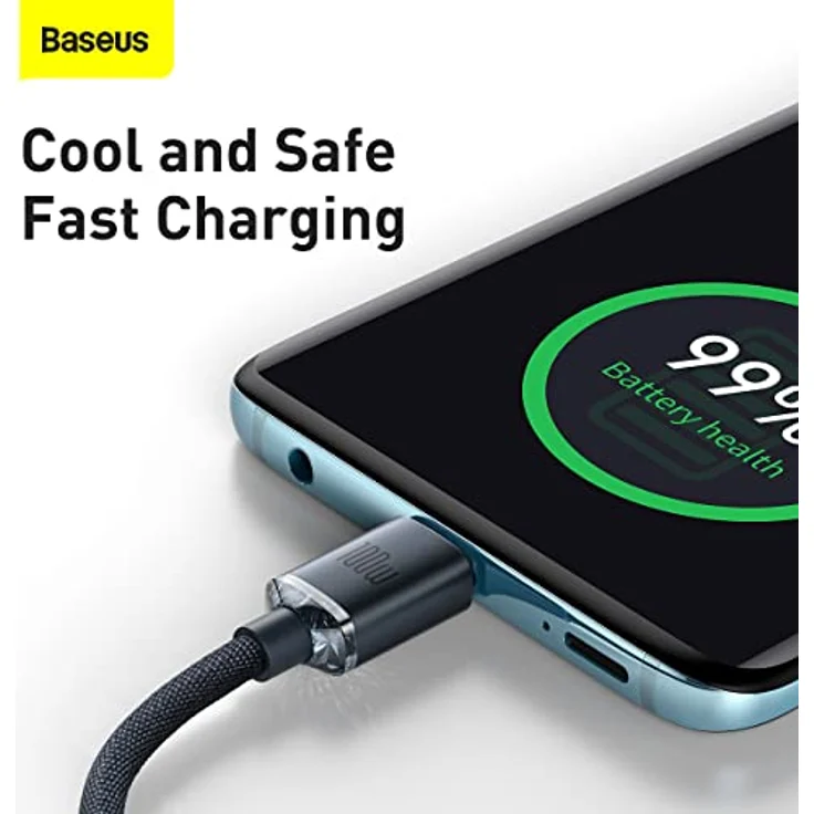 Baseus Crystal Shine Series, USB Typ C - USB Typ C Kabel, 100W schnellladend, 2m, schwarz – Bild 5