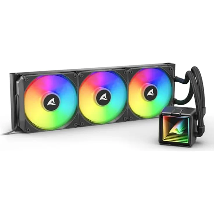 Sharkoon S100 ARGB AIO Black, Wasserkühlung mit 360-mm-Radiator, RGB-Beleuchtung und flexibler Lüftersteuerung – Bild 1
