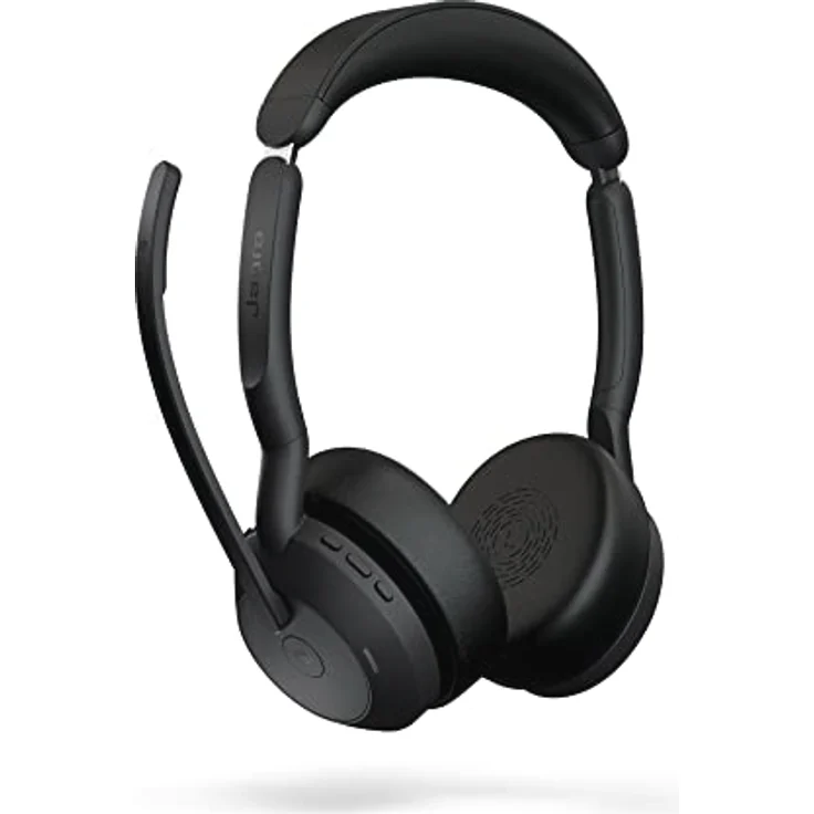 Jabra Evolve2 55 - schnurloses Stereo-Headset mit Ladestation und Jabra Air Comfort - Mikrofone mit Geräuschunterdrückung und ANC - MS Teams zertifiziert, mit anderen Plattformen kompatibel - Schwarz – Bild 2