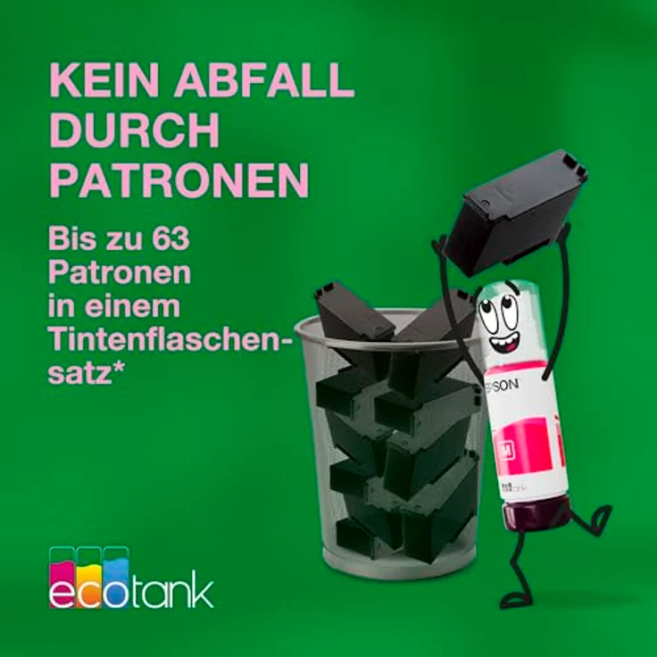EPSON EcoTank ET-4956, Nachfüllbarer 4-in-1 Tintentankdrucker mit Duplex, WiFi, Apple AirPrint und 6,1 cm Touchscreen, weiß – Bild 5