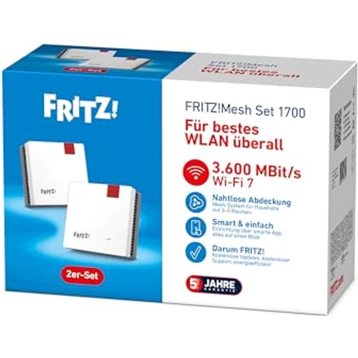 FRITZ! FRITZ!Mesh Set 1700, Dual-Band Router Set mit Wi-Fi 6, 350 m² Abdeckung, Geschwindigkeiten bis 1733 Mbit/s, 2-Pack – Bild 3