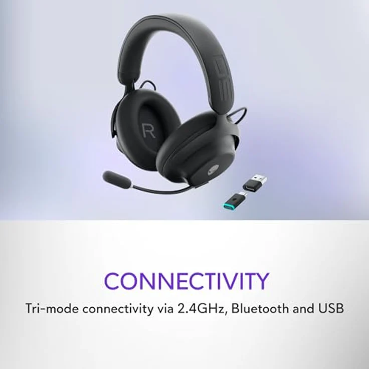 Alienware Pro Wireless-Gamingheadset – Kabellos, 50-mm-Graphen-Treiber, KI- & ANC-Geräuschunterdrückung, Dual-Mikrofone, E-Sport-optimiert, Dark Side of the Moon – Bild 12