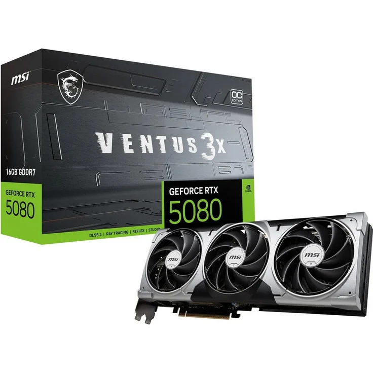 MSI GeForce RTX 5080 VENTUS 3X OC Grafikkarte (16 GB, GDDR7) in Schwarz – Bild 1