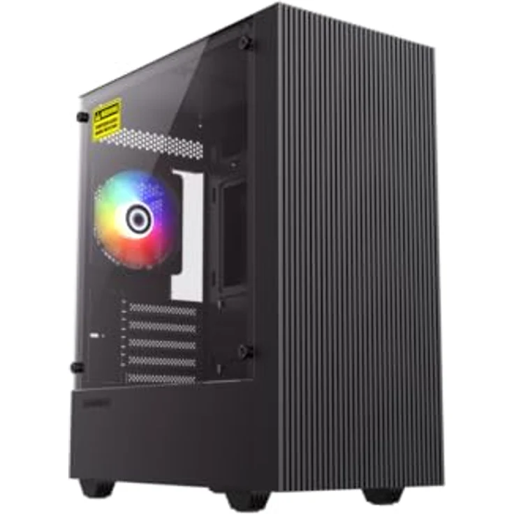 GameMax GAMEMAX Edge Mini-Tower Gehäuse, Micro-ATX, ohne Netzteil, 2x USB 3.0, Staubfilter, 6x ARGB Lüfter Unterstützung, schwarz – Bild 2