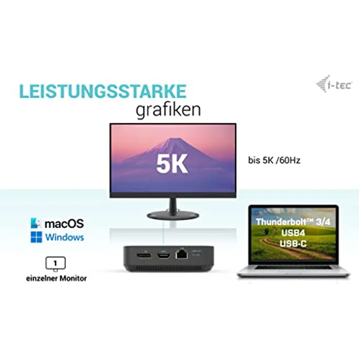 iTEC USB-C HDMI+2x DP Dock PD iTEC HDMI Dual DP PD 100W (C31Triple4Kdockpdpro) - Laptop-Dockingstation mit Unterstützung von bis zu drei externen 4K Monitoren, Auflösung von 5K/60 Hz, und 100W-Ladeadapter – Bild 6