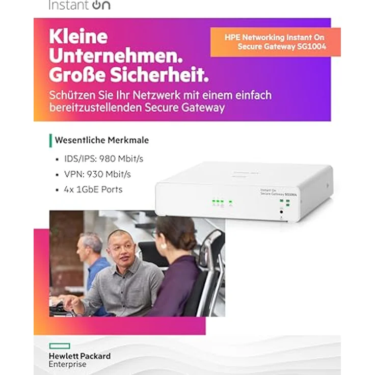HPE Networking Instant On Secure Gateway SG1004, 4-Port 1G Smart-Managed Gateway mit 940 Mbit/s Durchsatz, Wandmontage, EU-Kabel – Bild 3