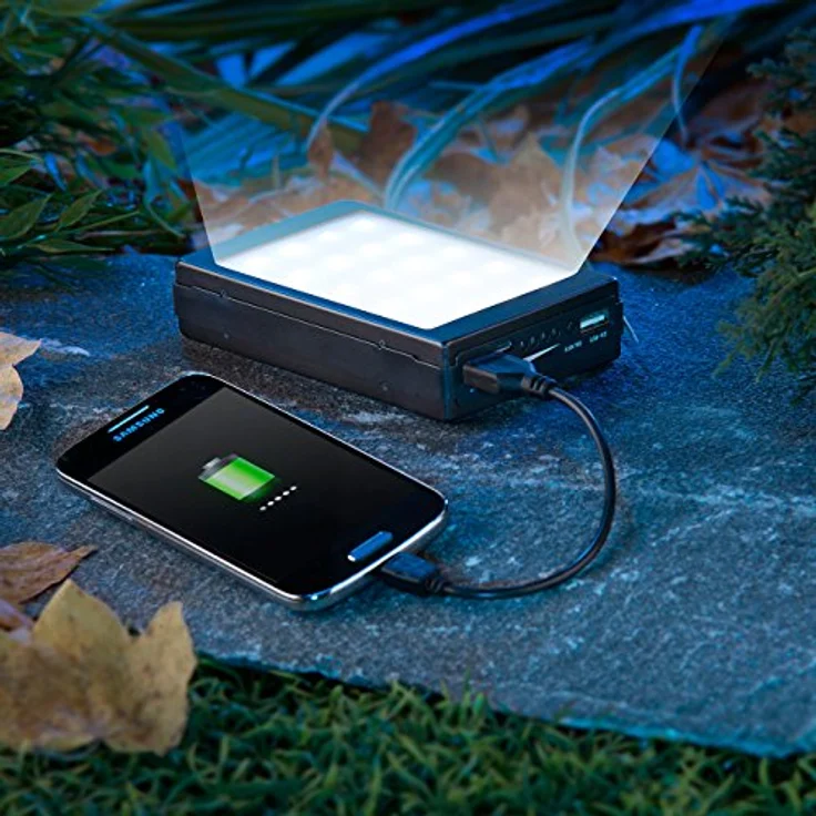 revolt USB Solar Powerbank: 2in1-Solar-Powerbank mit Campingleuchte, 11.000 mAh, 20 LEDs, 240 lm (Solarlampe-Powerbank, Solar-Powerbank & Lampe, Batterie Leuchten) – Bild 5