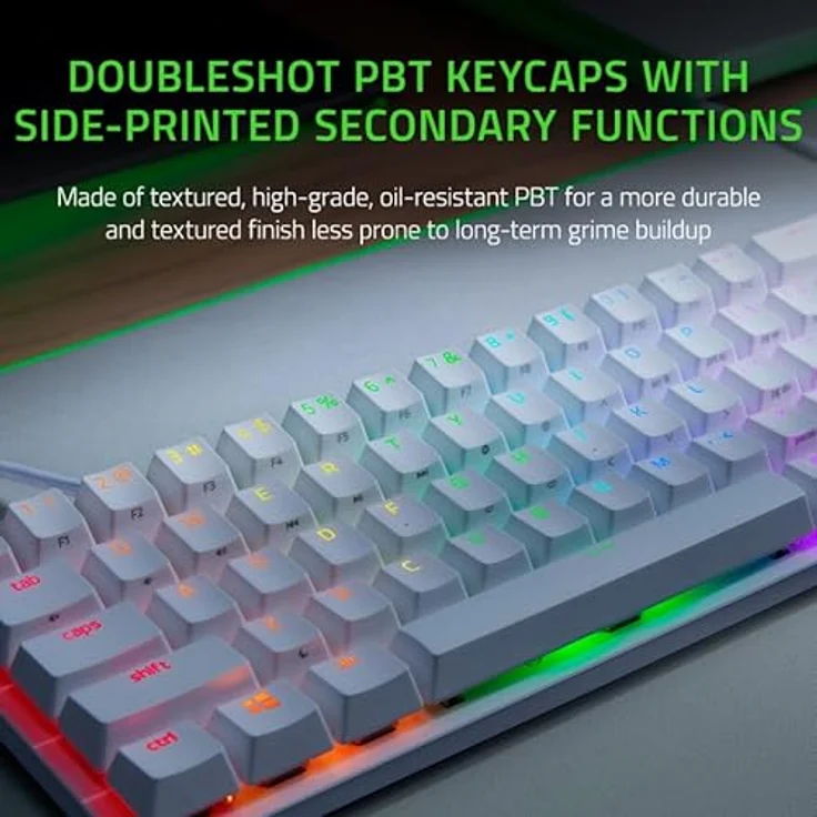 RAZER Huntsman Mini Mercury Edt.(P) Gaming-Tastatur, 60% kompakt, Optische Switches, weiß – Bild 4