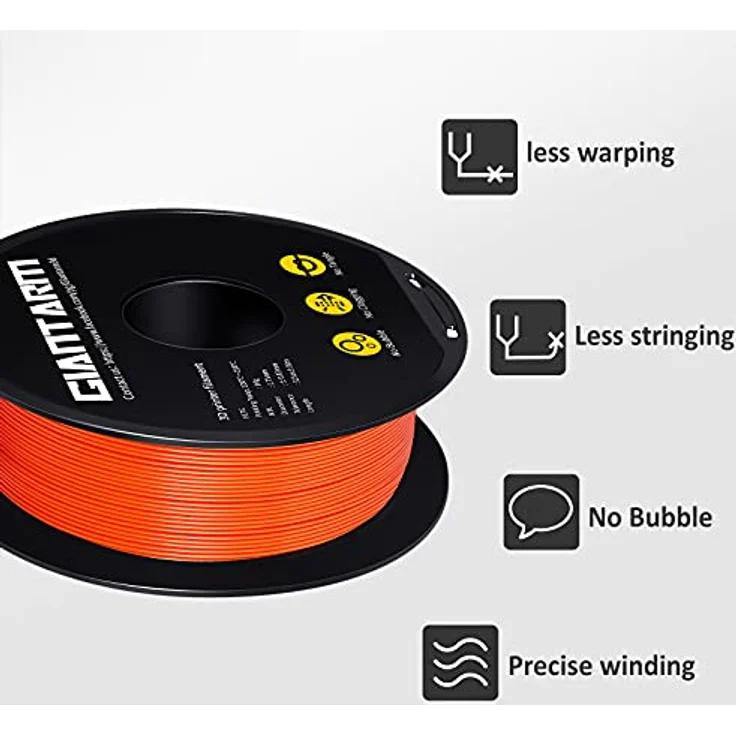 GIANTARM PETG Filament 1,75 mm orange, 1 kg Spool, hohe Zähigkeit und Schlagfestigkeit, kompatibel mit FDM Druckern – Bild 4