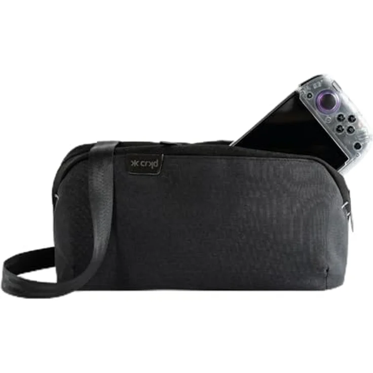 CRKD Gear Bag Schutzhülle – Gaming-Tasche für Nitro Deck/Steam Deck/PlayStation Portal/Nintendo Switch, gepolsterte Softshell-Hülle mit verstellbarem Riemen, Anthrazit/Schwarz