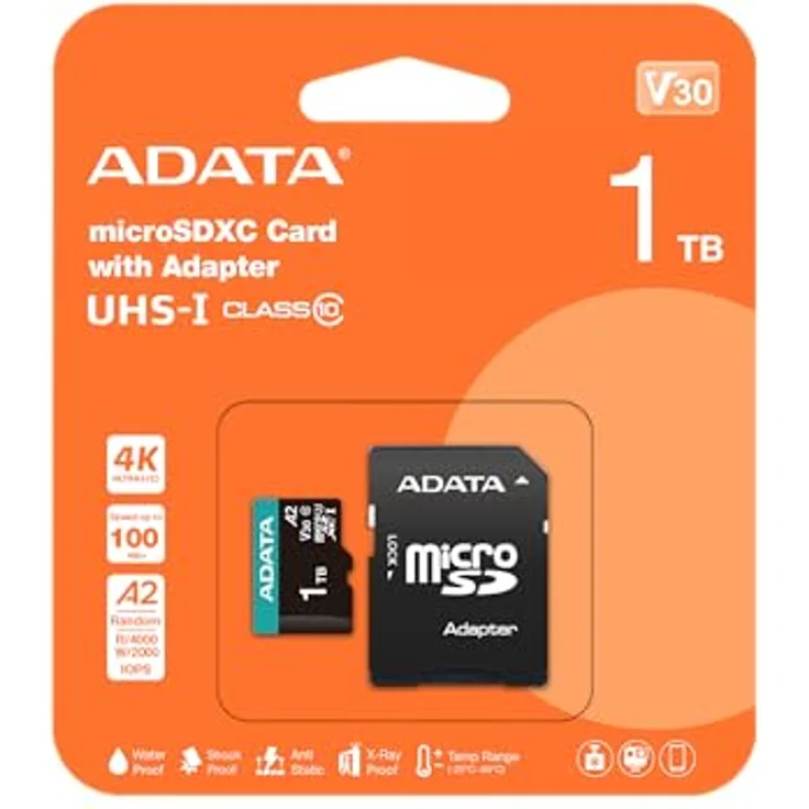 ADATA AUSDX1TUI3V30SA2-RA1 Memory Card 1 TB MicroSDXC UHS-I, AUSDX1TUI3V30SA2-RA1 - Speicherkarte ADATA 1 TB MicroSDXC UHS-I – Bild 3