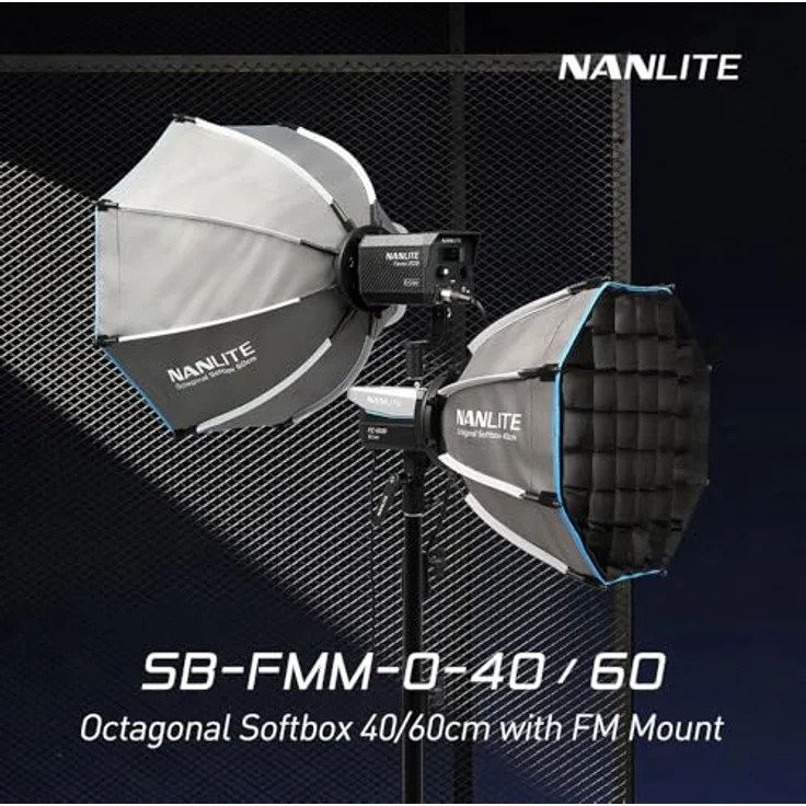 Nanlite SB-FMM-O-60 Oktagonal-Softbox 60 cm, FMM-Bajonettanschluss, inklusive Standard- und Lite-Diffusor, Stoffwabe und Schutztasche – Bild 8