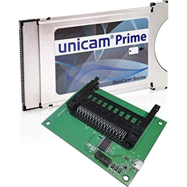 Unicam Prime CI Modul + Programmer USB, Common Interface Karte mit DeltaCrypt-Verschlüsselung 3.0, DVB CI-konform, PCMCIA CI-CAM für Smart Cards TV, schwarz – Bild 1