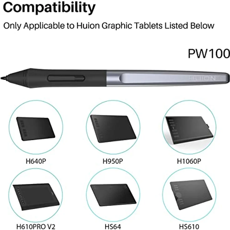 HUION PW100 Tablet-Digitalstift, ergonomisches Design mit 2 programmierbaren Tasten, kompatibel mit H640P/H950P/H1060P/H610PRO V2 – Bild 4