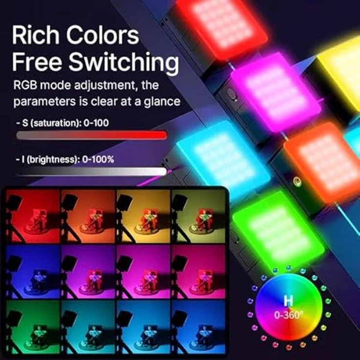 ULANZI VL49 Pro RGB Mini Led Vlogger Youtuber Licht - 360 Grad RGB, einstellbare Farbtemperatur von 2500-9000K, 20 Arten von simulierten Lichteffekten – Bild 5