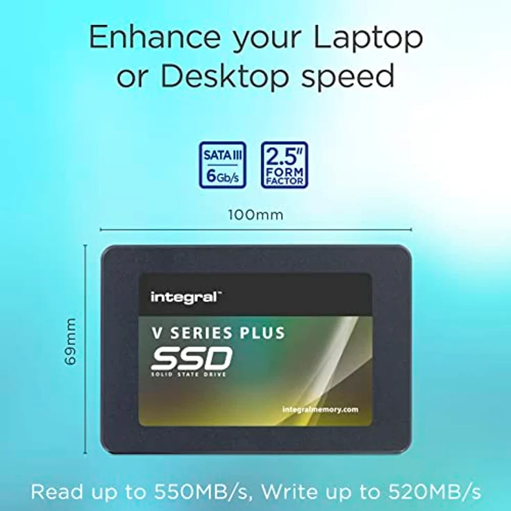 Integral V Series V2 Plus 512GB 2,5 Zoll interne Solid State Festplatte (SSD), Lesen 550MB/s, Schreiben 520MB/s, SATA Schnittstelle 6Gb/s | Schwarz – Bild 3