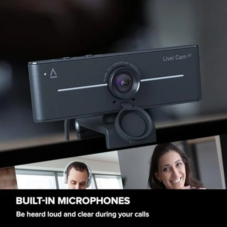 Creative Live! Cam 4K UHD, Plug-and-Play Webcam mit Gegenlichtkompensation, 95° Weitwinkel, integrierten Mikrofonen und manuellem Fokus – Bild 4