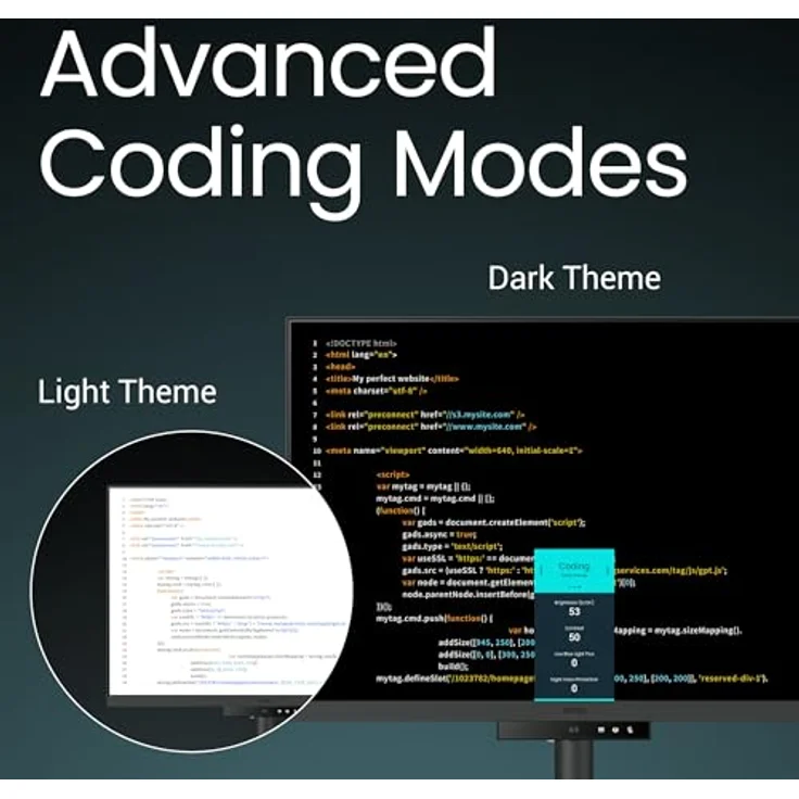 BenQ RD280UA 28.2" 4K+ 3840x2560 Monitor für Programmierer mit Hintergrundbeleuchtung und Flexibler Monitorarm,Professioneller Coding Modus, Augenschutz bei Nacht, Schnellstarttaste für Modi, 3:2 Seitenverhältnis, mattes Display – Bild 4
